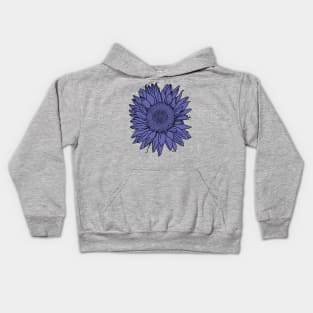 Very Peri Periwinkle Blue Sunflower Floral Drawing Kids Hoodie